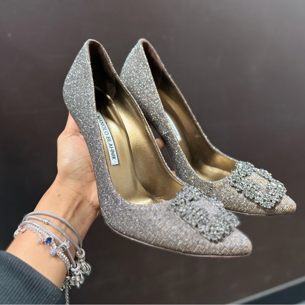 Silver Gold Mesh ORIGINAL Manolo Blahnik Heels